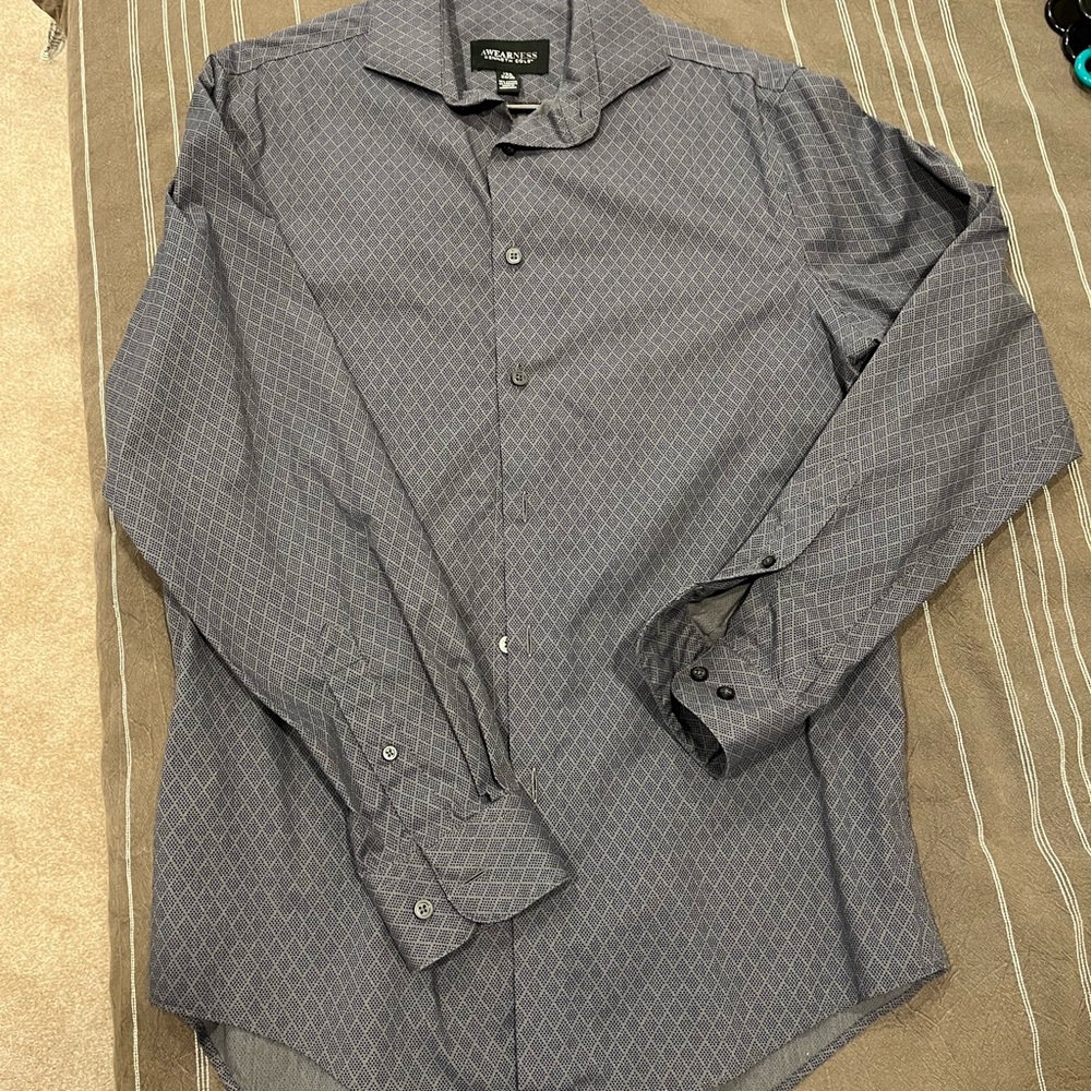 Awareness - Men's Charcoal Geometric Dress Shirt